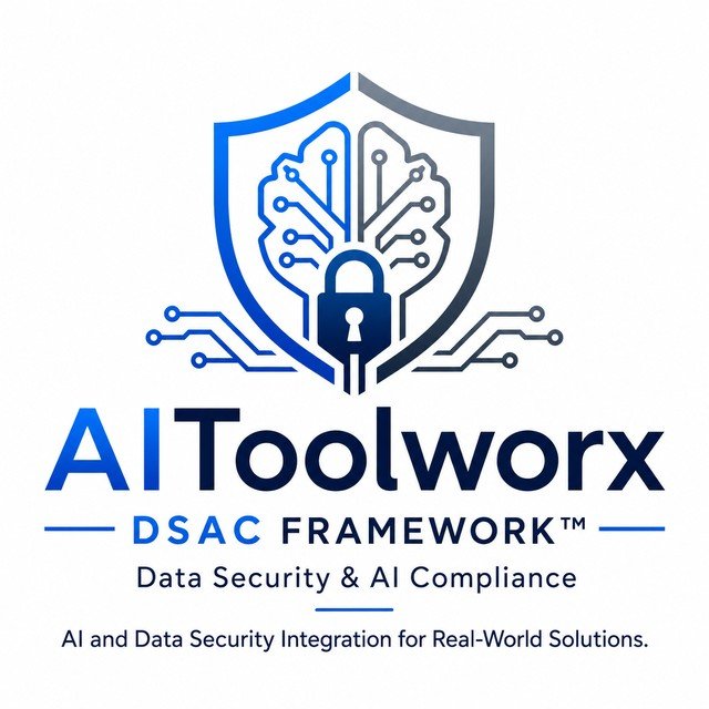 AIToolworx DSAC Framework logo: a shield containing a circuit-pattern brain and a padlock